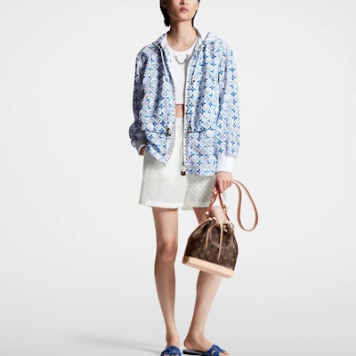 (Women) LOUIS VUITTON Monogram Flower Tile FW23 Blue Zip Hoodie Jacket. 1ABQ56 Lookbook (Women) LOUIS VUITTON Monogram Flower Tile FW23 Blue Zip Hoodie Jacket. 1ABQ56