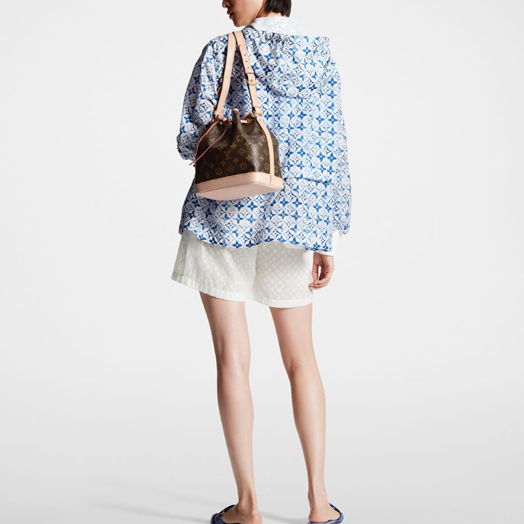 Purchase (Women) LOUIS VUITTON Monogram Flower Tile FW23  Blue Zip Hoodie Jacket. 1ABQ56