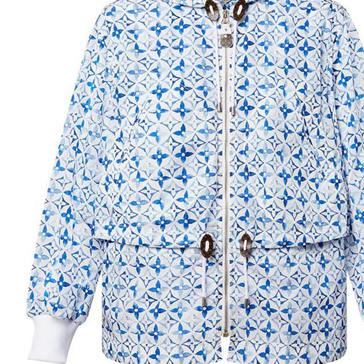 Sizing (Women) LOUIS VUITTON Monogram Flower Tile FW23  Blue Zip Hoodie Jacket. 1ABQ56