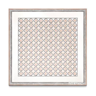 (Women) Louis Vuitton Monogram Flower Tile Scarf - Summer Watercolor Floral Beige Women M78980