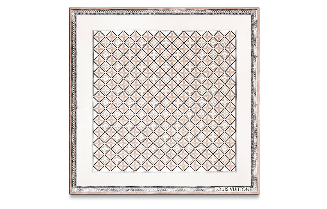 (Women) Louis Vuitton Monogram Flower Tile Scarf - Summer Watercolor Floral Beige Women M78980 圖 2