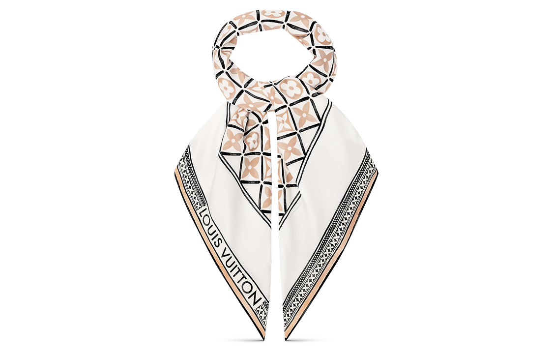 (Women) Louis Vuitton Monogram Flower Tile Scarf - Summer Watercolor Floral Beige Women M78980 圖 3