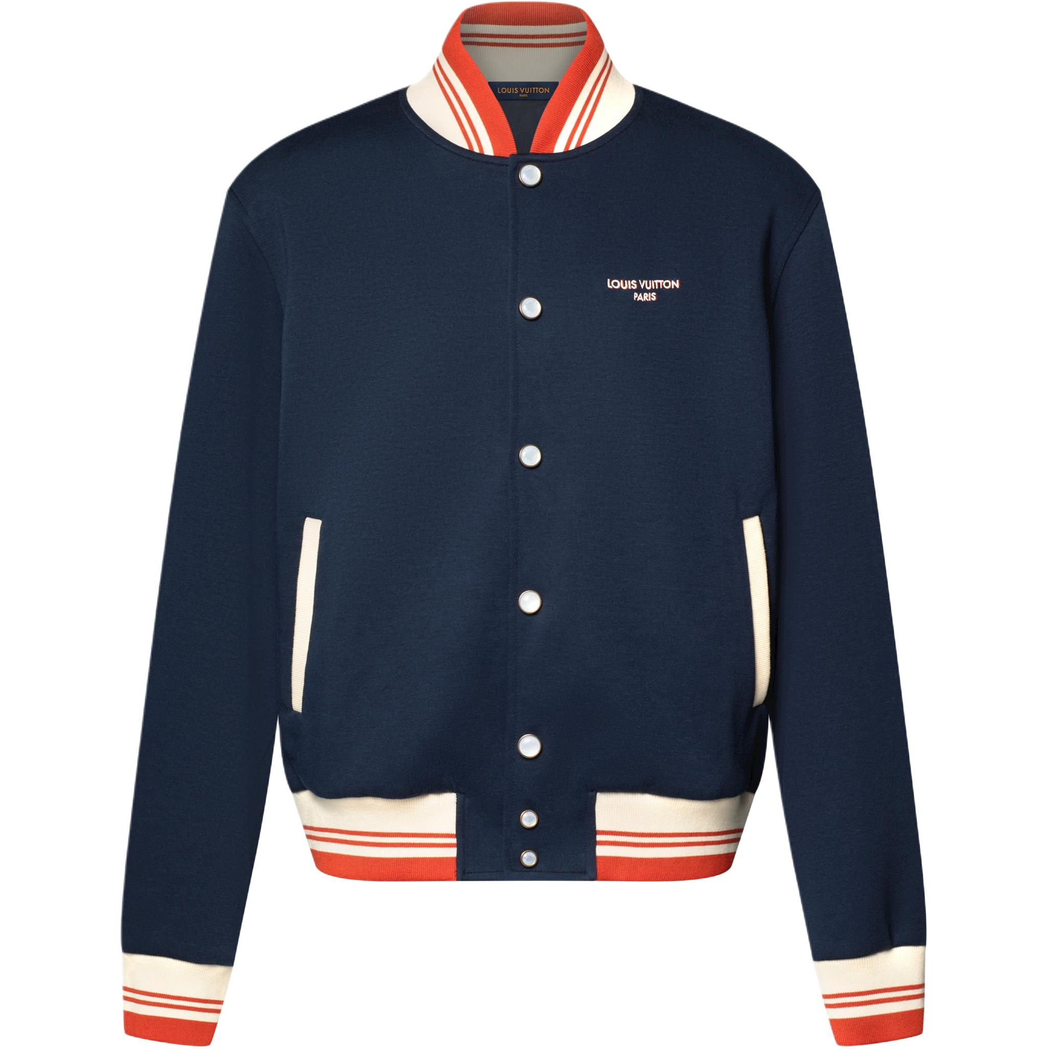 Louis Vuitton Monogram FW26 Colorblock Striped Varsity Jacket Men Standard Fit 1AK7JM