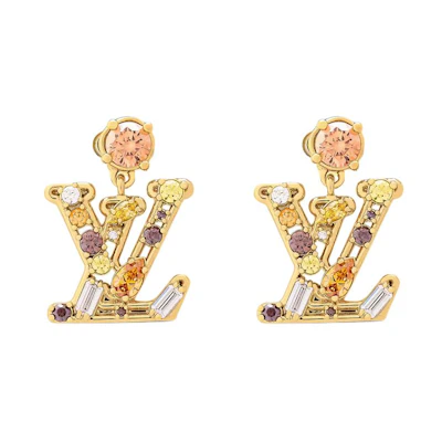 (Women) LOUIS VUITTON Monogram Gold Metal Earrings for Women M02644