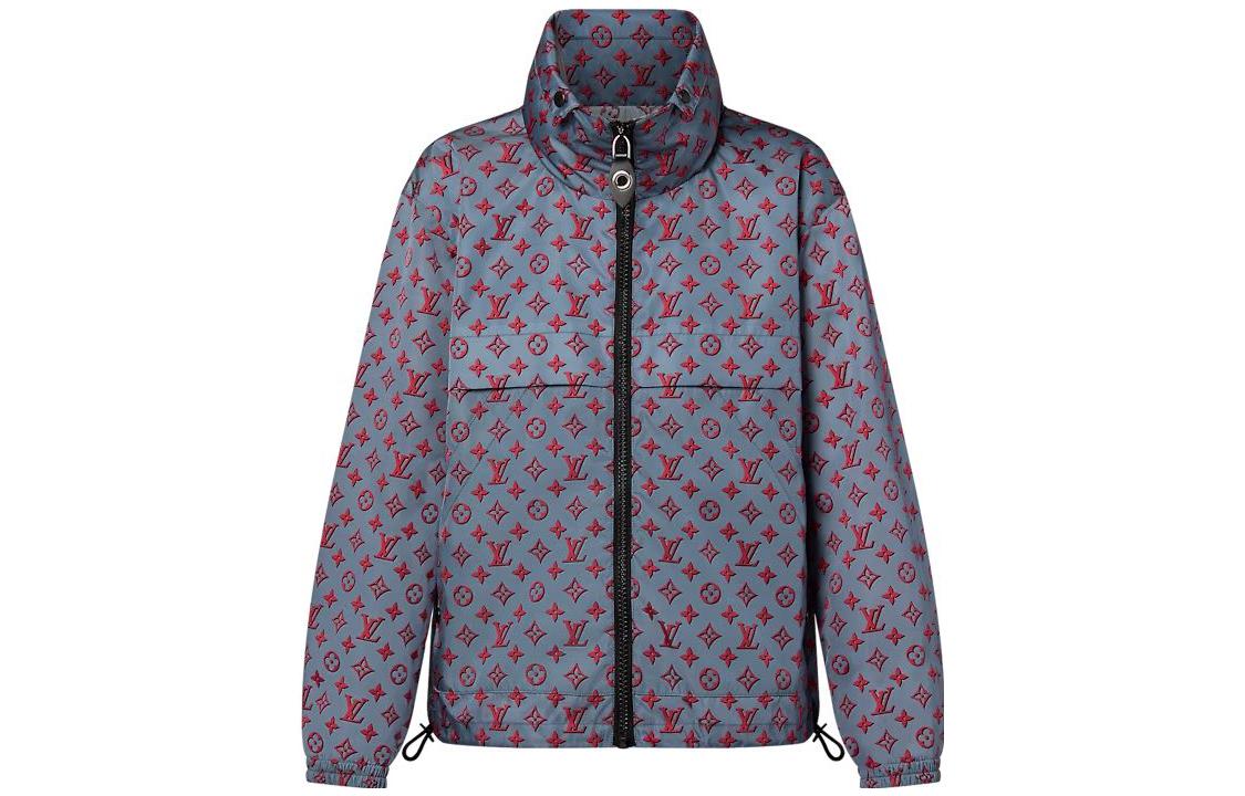 (Women) LOUIS VUITTON Monogram High Neck Zip Jacket Women’s Gray Blue 1ABR9I