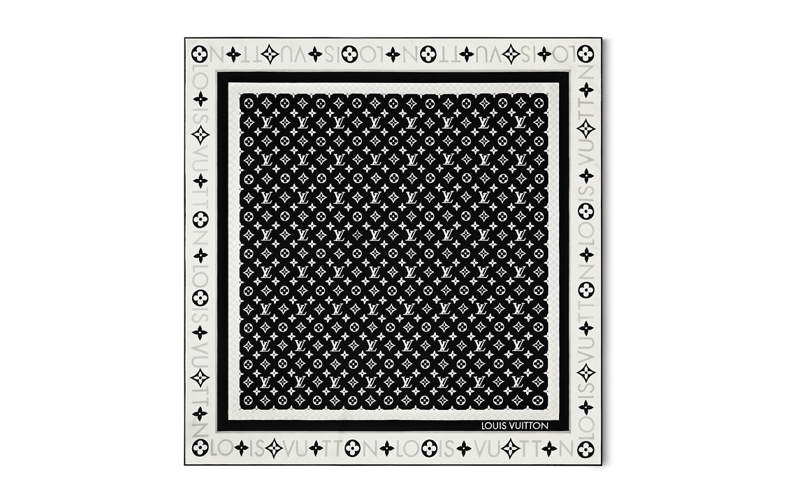 Order (W) LOUIS VUITTON Monogram Infinity Silk Scarf Hitam Aksesori Wanita. M79893