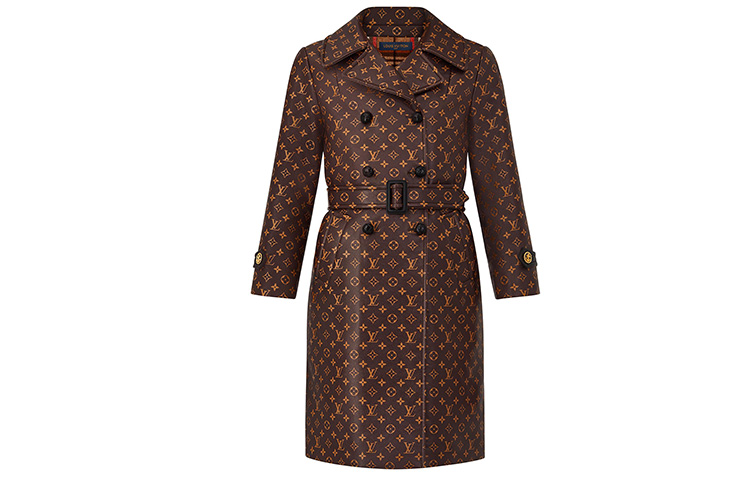 (Women) LOUIS VUITTON Monogram Lace-Up Trench Coat Brown 1A8C4F