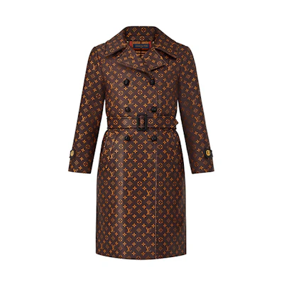 (Women) LOUIS VUITTON Monogram Lace-Up Trench Coat Brown 1A8C4F