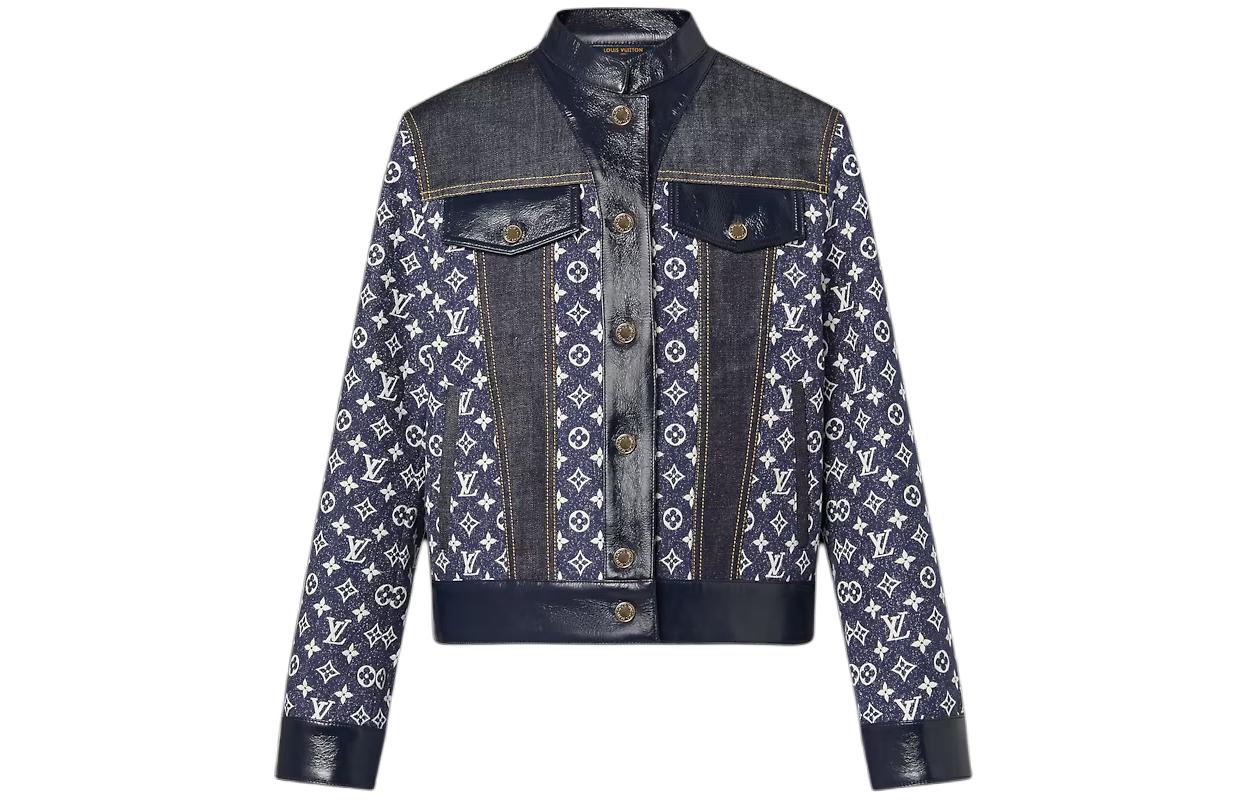 (Women) LOUIS VUITTON Monogram Logo Denim Button-Up Jacket Navy Blue 1AC0QM 圖 2