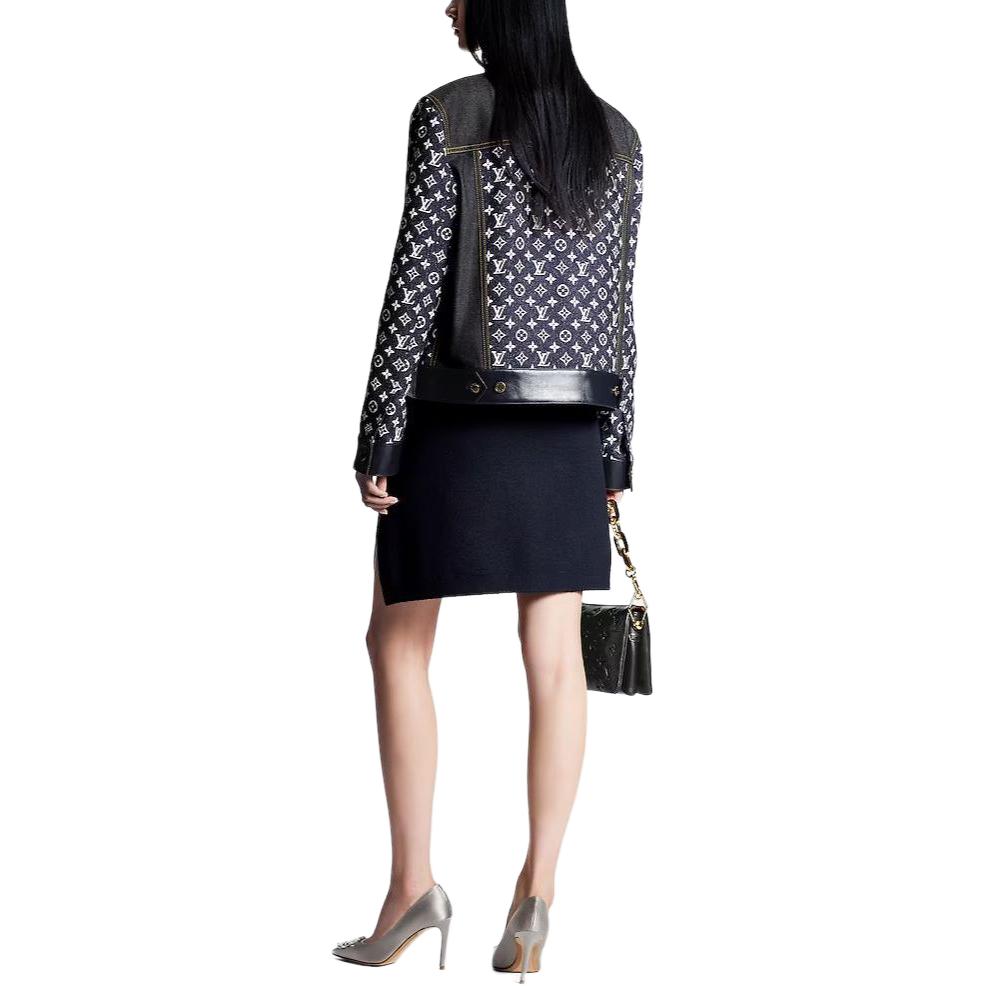 (Women) LOUIS VUITTON Monogram Logo Denim Button-Up Jacket Navy Blue 1AC0QM 圖 4