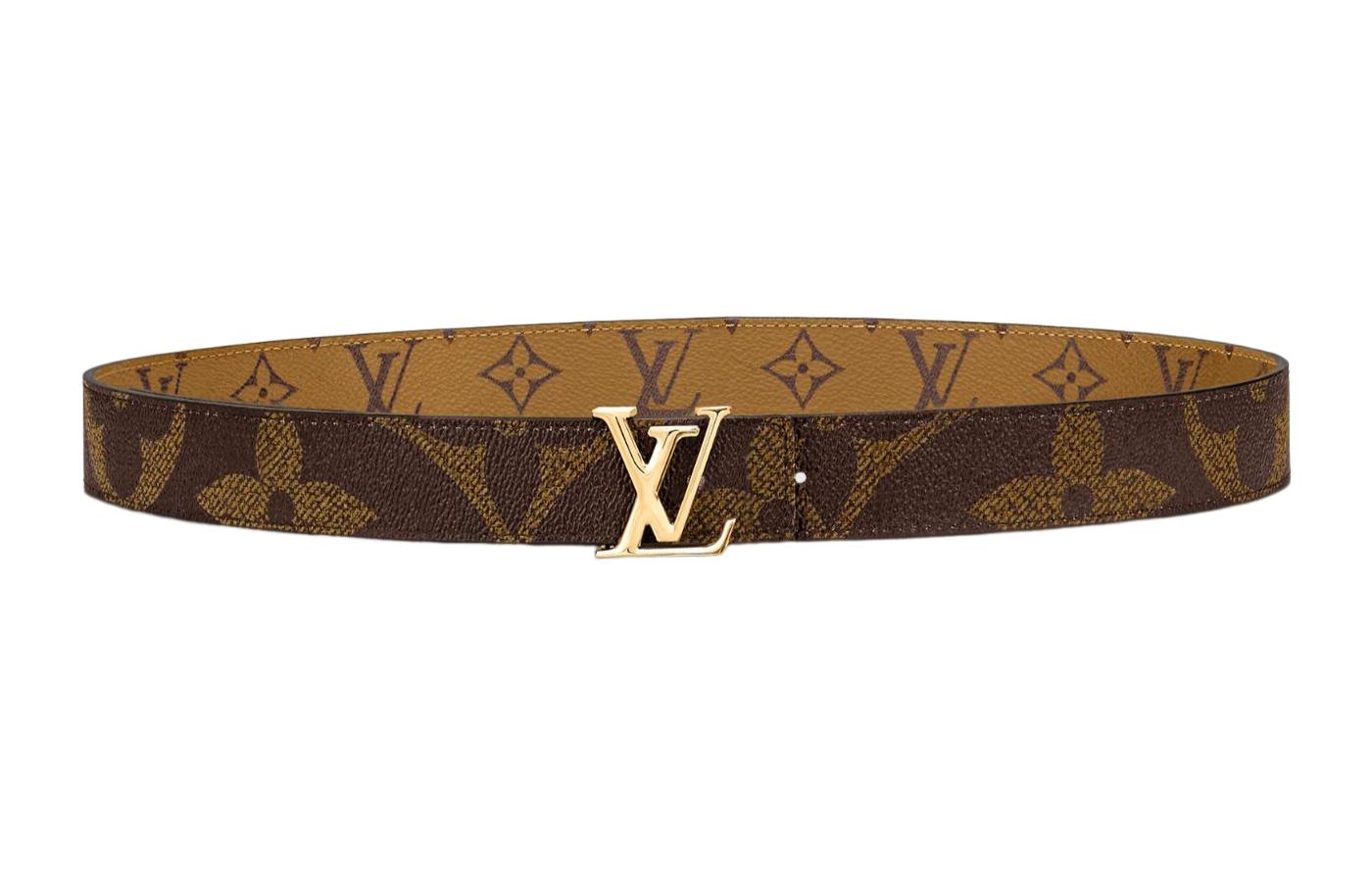 (Women) Louis Vuitton Monogram Logo Leather Belt  Brown 3cm Width. M0149W