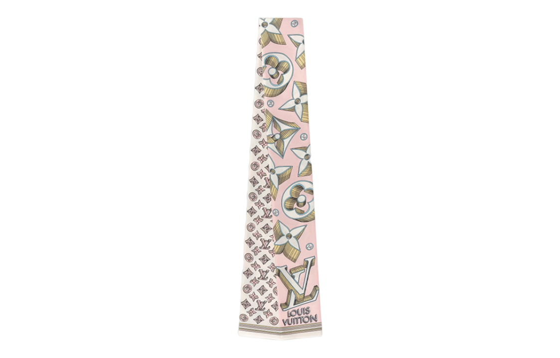 (Women) Louis Vuitton Monogram Logo Pink Silk Scarf for Women. M78420