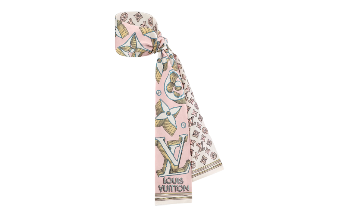 (Women) Louis Vuitton Monogram Logo Pink Silk Scarf for Women. M78420 圖 3
