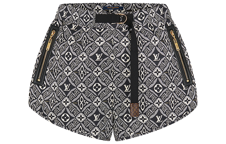 (Women) LOUIS VUITTON Monogram Logo Print Shorts Black 1A8LMI