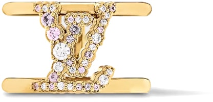 (Women) Louis Vuitton Monogram Metal Crystal Ring Gold for Women M1223S (Women) Louis Vuitton Monogram Metal Crystal Ring Gold for Women M1223S