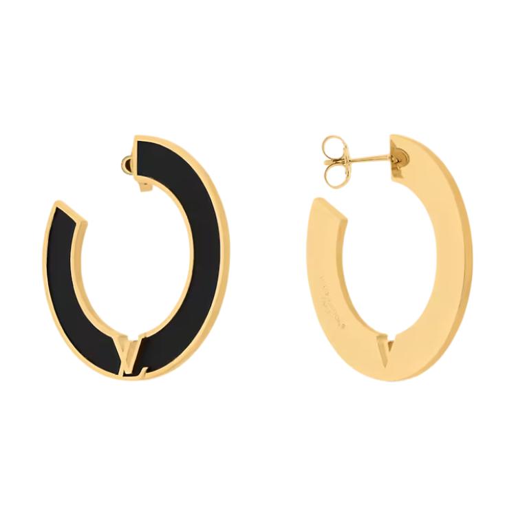 (Women) Louis Vuitton Monogram Metal Earrings  Black/Gold. M03026 圖 4