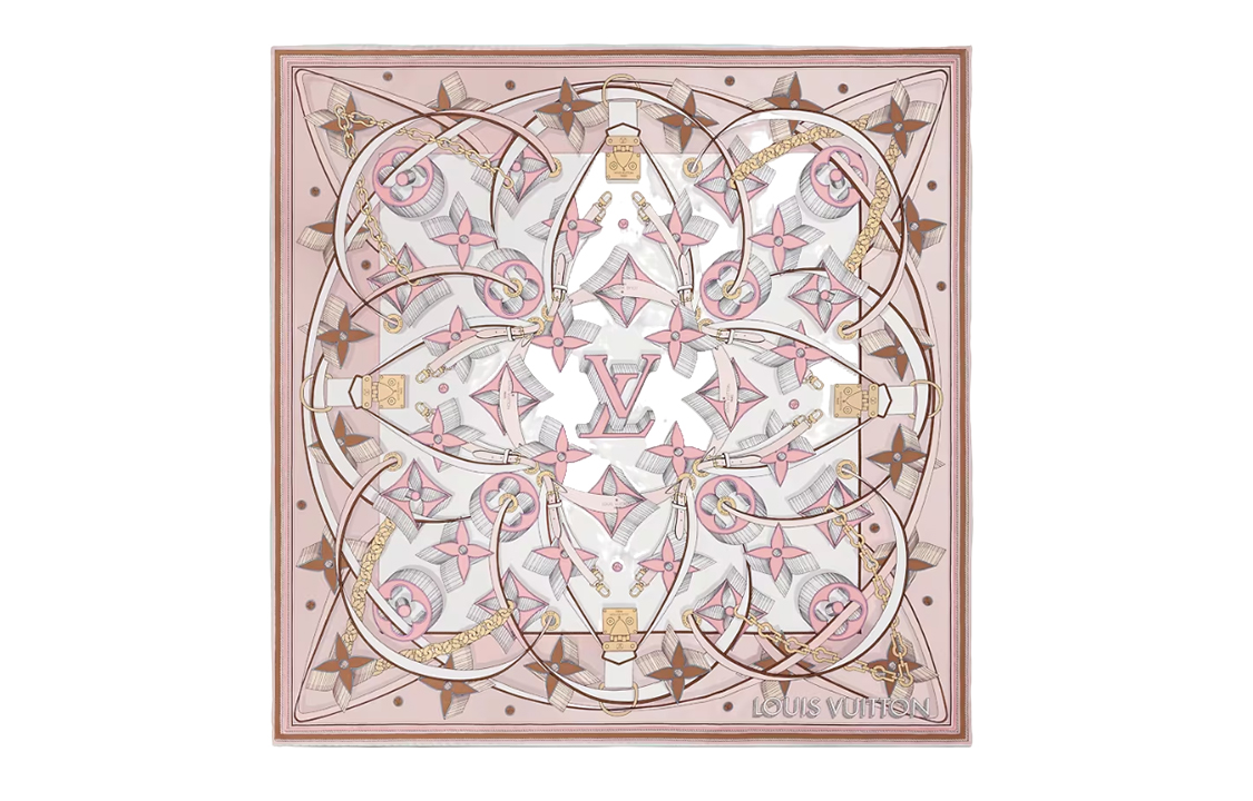 (Women) LOUIS VUITTON Monogram Pattern Pink Silk Scarf for Women. M78351