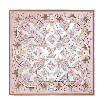 (Women) LOUIS VUITTON Monogram Pattern Pink Silk Scarf for Women. M78351
