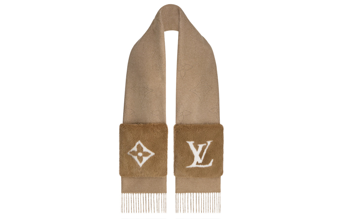 Order (Women) LOUIS VUITTON Monogram Pattern Stylish Mink Fur Scarf for Women. M77736