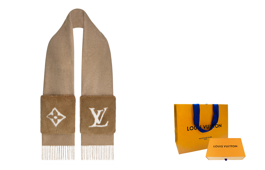 Purchase (Women) LOUIS VUITTON Monogram Pattern Stylish Mink Fur Scarf for Women. M77736
