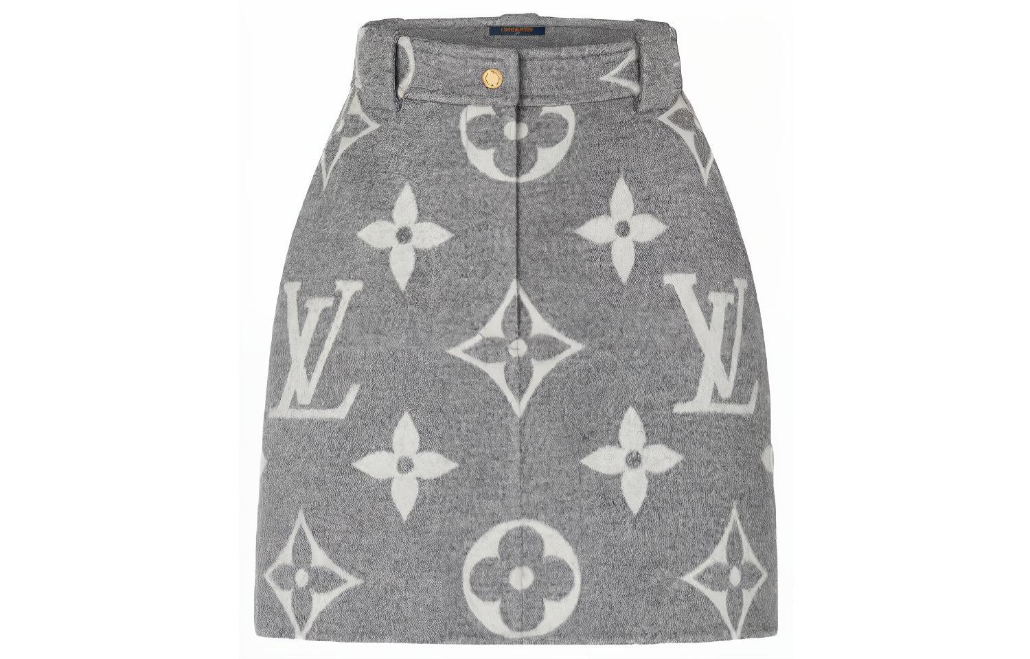 (Women) LOUIS VUITTON Monogram Print A-Line Mini Skirt Women’s Gray 1A91T7