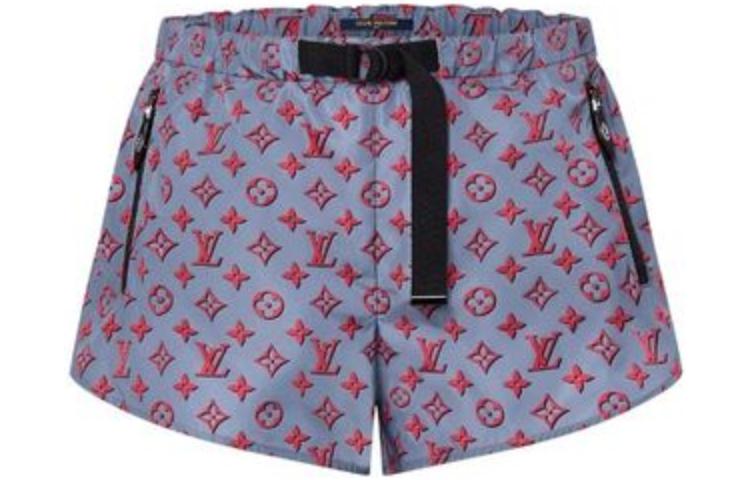Order (W) 루이비통 모노그램 프린트 루즈핏 여성 반바지 블루 1ABRAE
