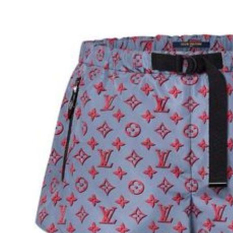 Sizing (W) 루이비통 모노그램 프린트 루즈핏 여성 반바지 블루 1ABRAE