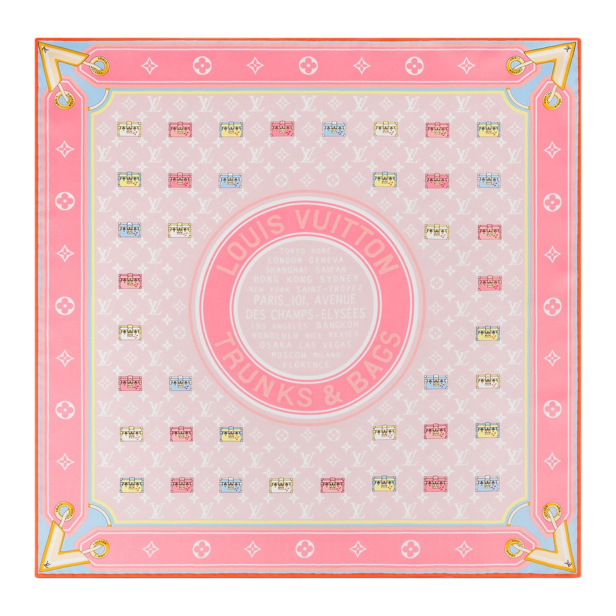 (Women) Louis Vuitton Monogram Print Silk Scarf Pink for Women M77687