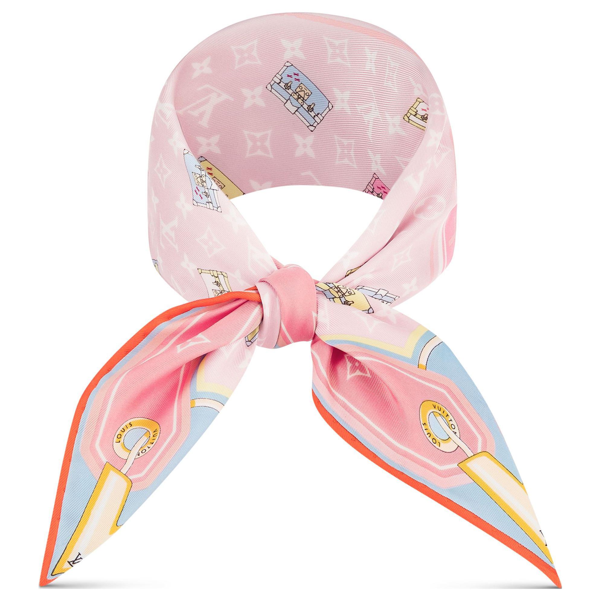 (Women) Louis Vuitton Monogram Print Silk Scarf Pink for Women M77687 圖 3