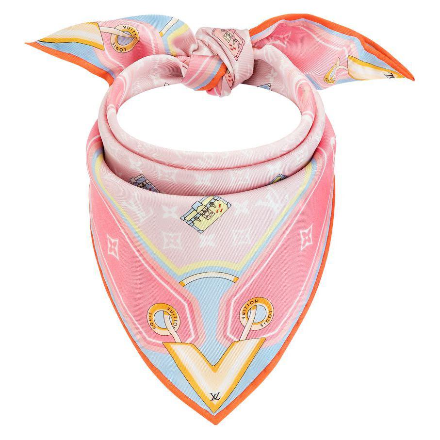 (Women) Louis Vuitton Monogram Print Silk Scarf Pink for Women M77687 圖 4