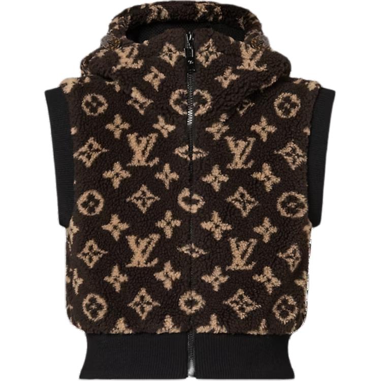Order (Women) LOUIS VUITTON Monogram Print Sleeveless Zip Hoodie Vest Brown Women’s 1ABYFY