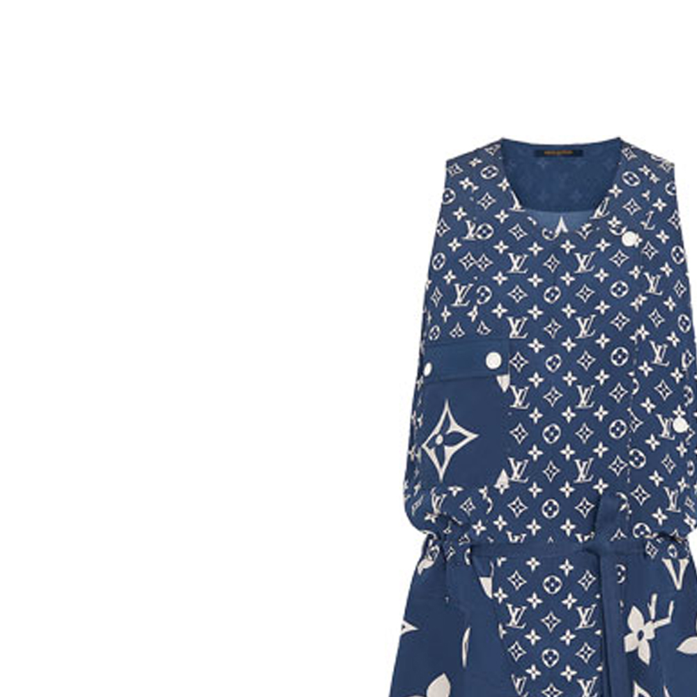Details for (W) 路易威登印花V領無袖藍色休閒洋裝 女款 1A7SEL