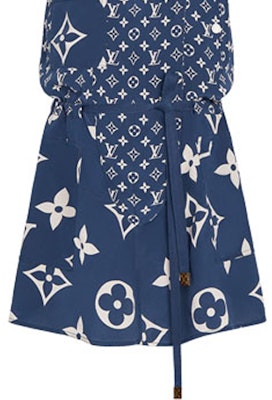 (W) 路易威登印花V領無袖藍色休閒洋裝 女款 1A7SEL Sizing (W) 路易威登印花V領無袖藍色休閒洋裝 女款 1A7SEL