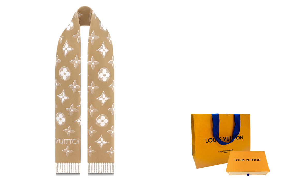 (Women) Louis Vuitton Monogram Print Wool Tassel Scarf for Women M78160 圖 6