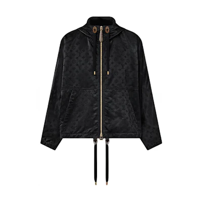 (Women) Louis Vuitton Monogram Print Zip Hoodie Parka Women Black 1AFHNG