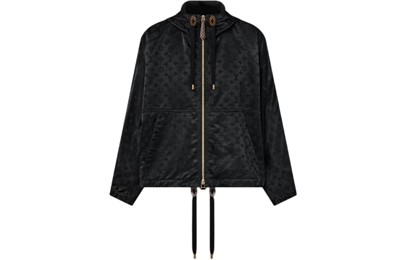 Order (Women) Louis Vuitton Monogram Print Zip Hoodie Parka Women Black 1AFHNG