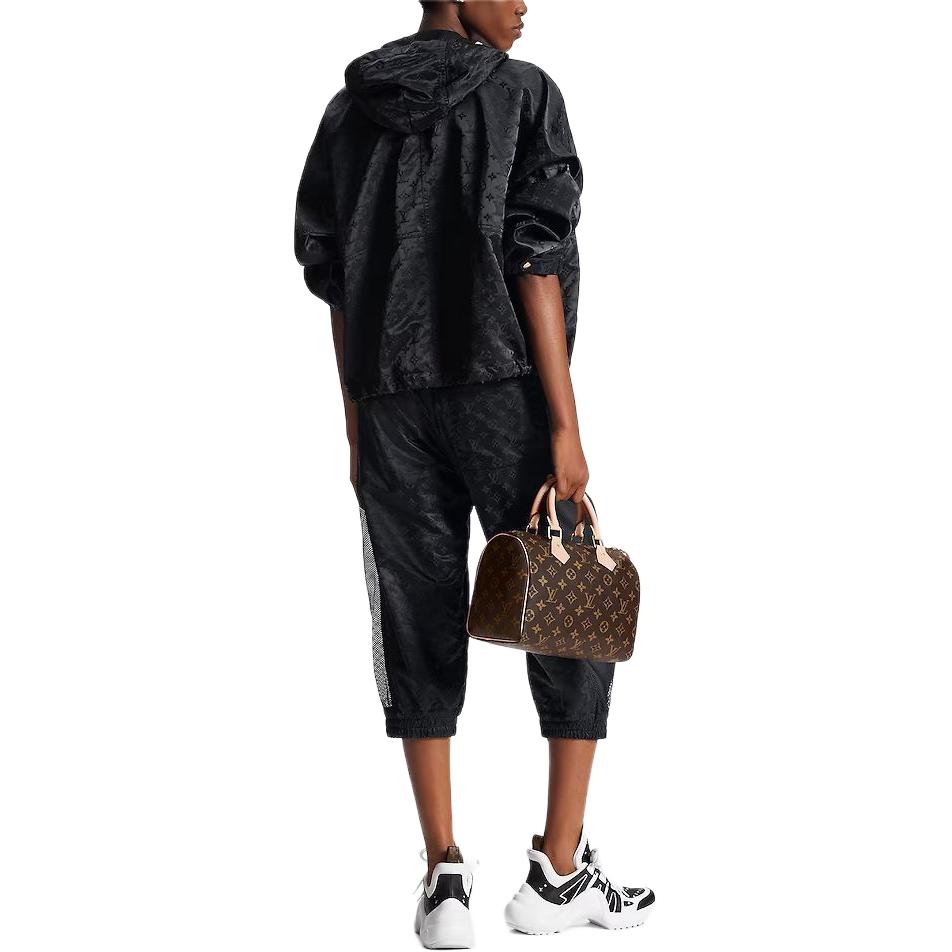 Shop (Women) Louis Vuitton Monogram Print Zip Hoodie Parka Women Black 1AFHNG