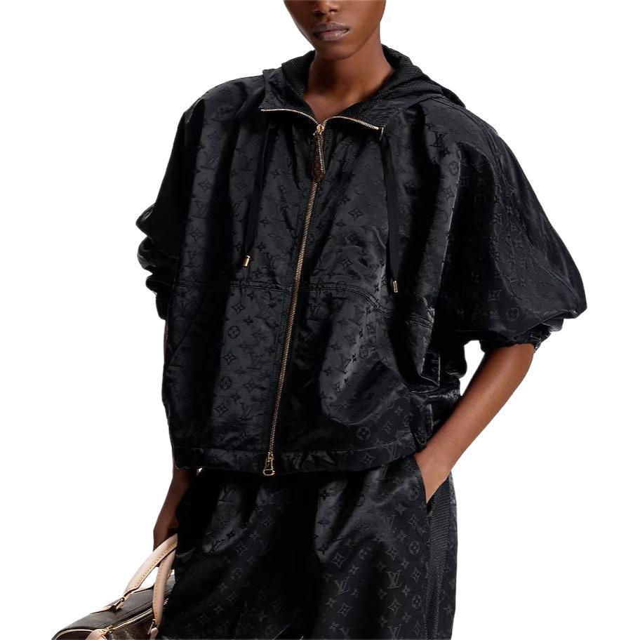Purchase (Women) Louis Vuitton Monogram Print Zip Hoodie Parka Women Black 1AFHNG