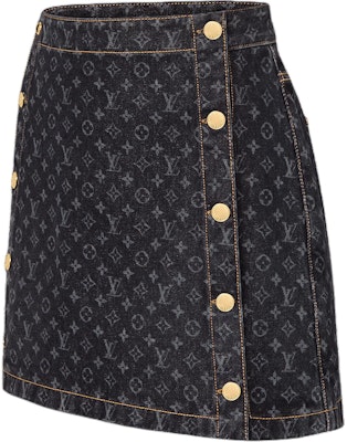 (Women) LOUIS VUITTON Monogram Printed A-Line Denim Skirt Women Black 1AGNDY Shop (Women) LOUIS VUITTON Monogram Printed A-Line Denim Skirt Women Black 1AGNDY
