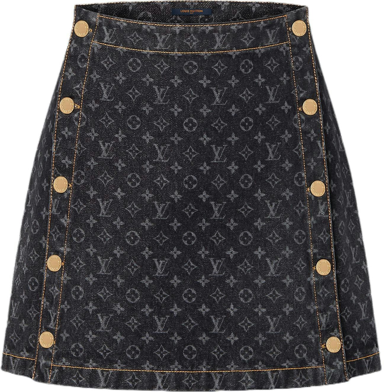 women-louis-vuitton-monogram-printed-cotton-denim-skirt-women-black-1-agne-0