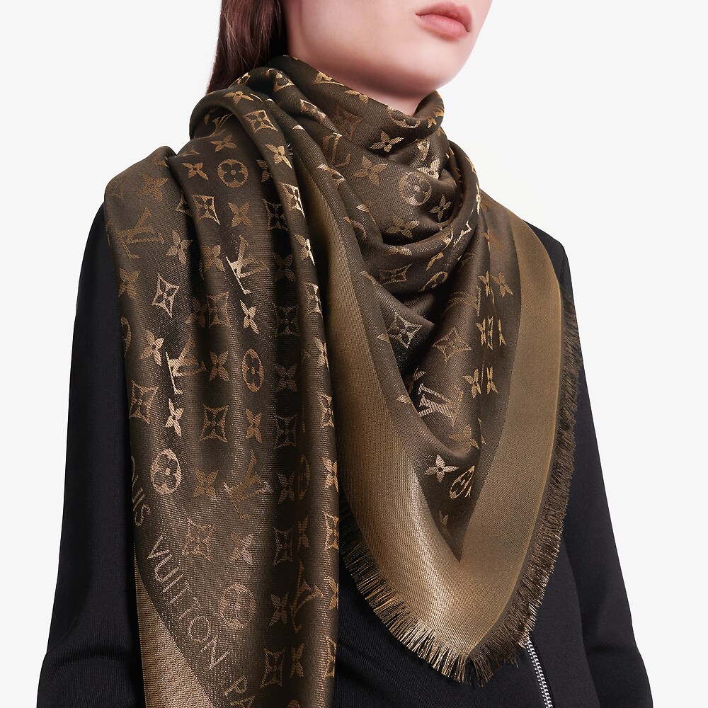 (Women) LOUIS VUITTON Monogram Shine Print Silk Blend Scarf for Women M75122 圖 5