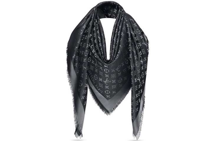(Women) Louis Vuitton Monogram Shine Silk Blend Shawl Black M75123 圖 2