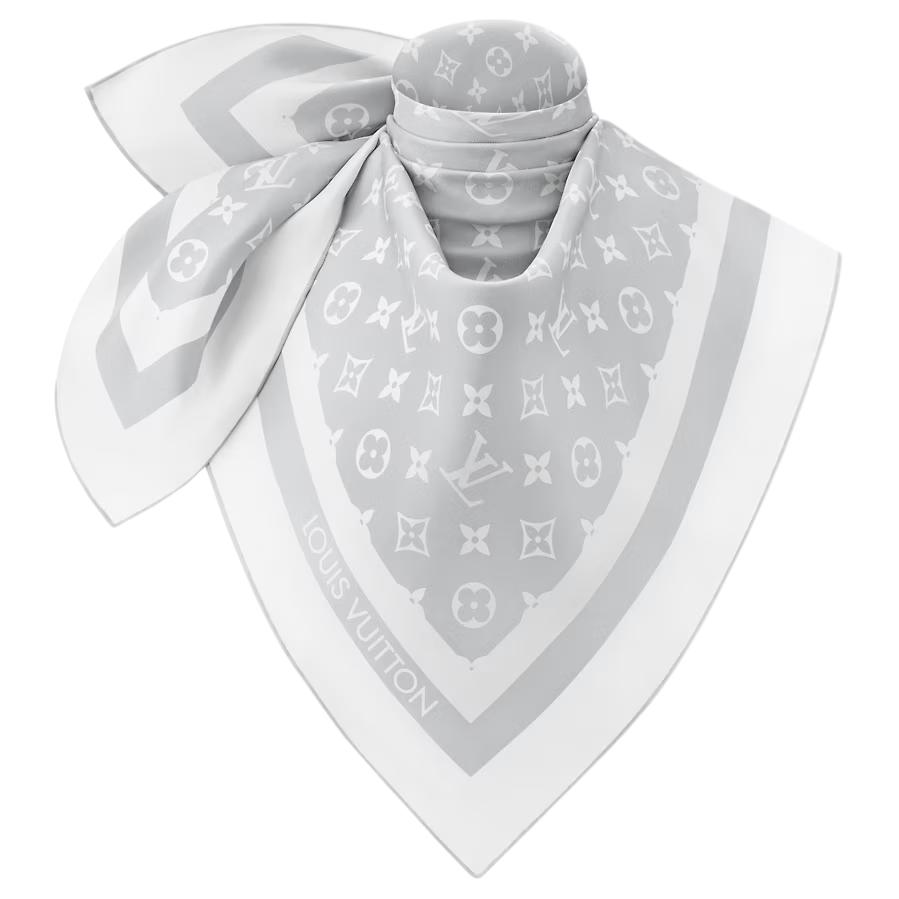 (Women) Louis Vuitton Monogram Silk Scarf Grey for Women M97405 圖 3