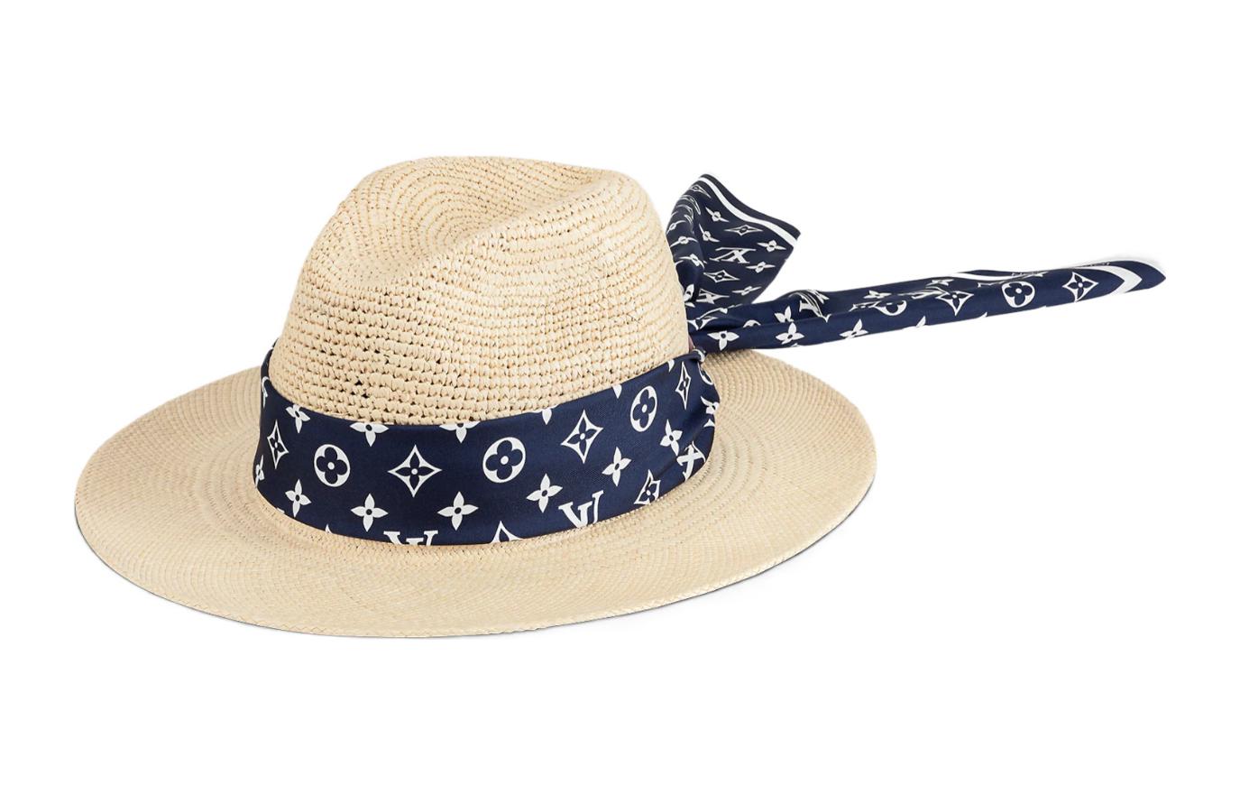 (Women) LOUIS VUITTON Monogram Silk Scarf Trim Classic Bucket Hat M77784
