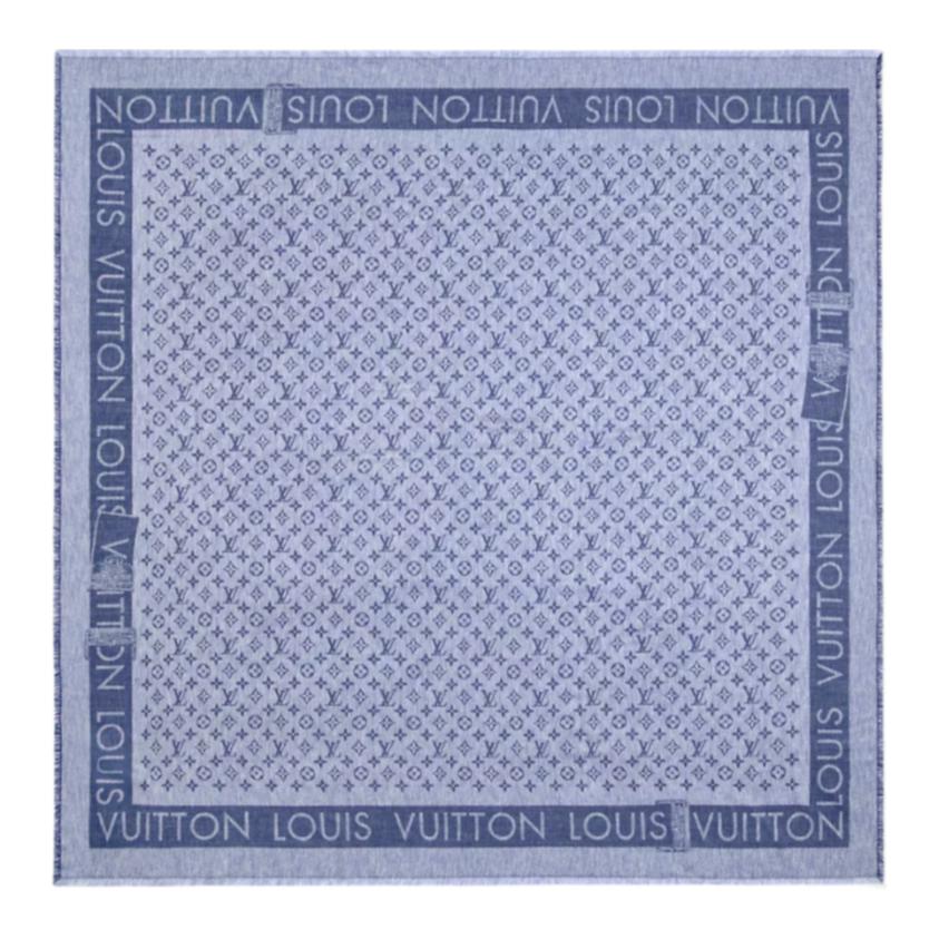 (Women) Louis Vuitton Monogram Silk Scarf with Fringe for Women - Blue M79942 圖 2