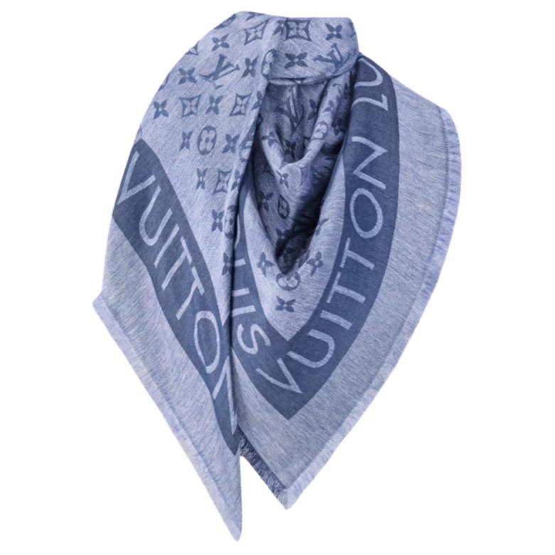 (Women) Louis Vuitton Monogram Silk Scarf with Fringe for Women - Blue M79942 圖 3