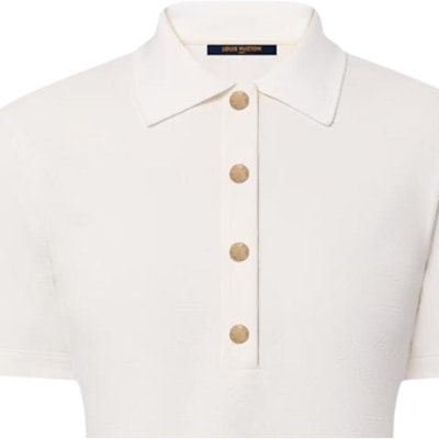(W) LOUIS VUITTON Monogram Polo Shirt Putih Solid Pullover 1AHUSO Sizing (W) LOUIS VUITTON Monogram Polo Shirt Putih Solid Pullover 1AHUSO