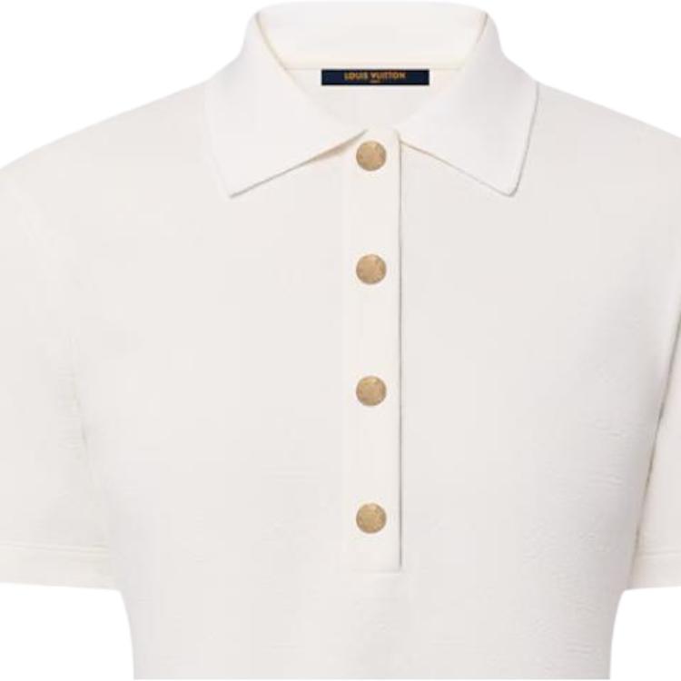 Sizing (Women) LOUIS VUITTON Monogram Solid Pullover Polo Shirt Women White 1AHUSM