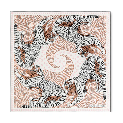 (Women) LOUIS VUITTON Monogram Tiger Pattern Silk Scarf Multicolor for Women. M78979