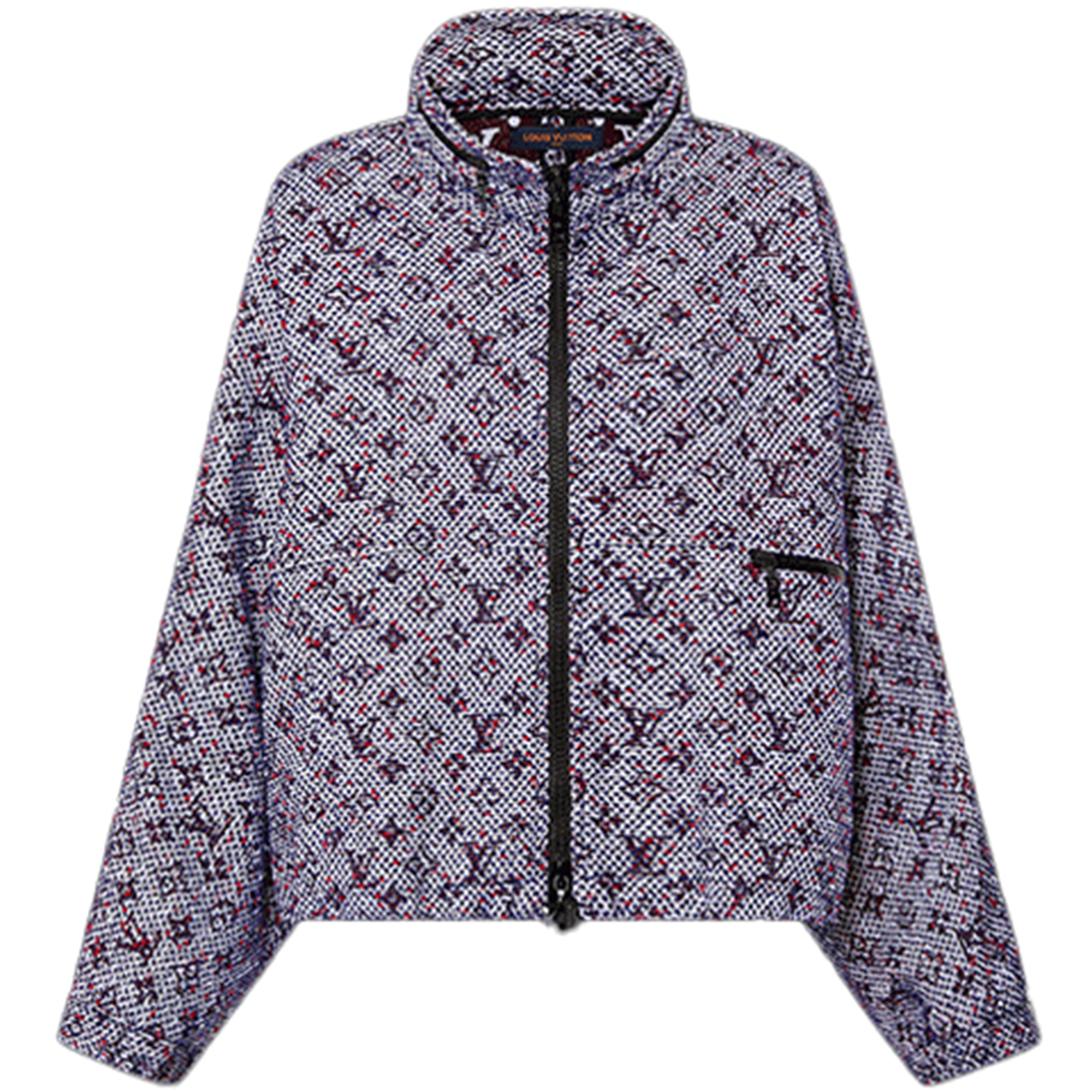 (Women) LOUIS VUITTON Monogram Tweed Zip-Up Hoodie Jacket Grey 1A9T7Q